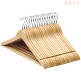 周夫人实木衣架裤夹裤架家用挂衣服装店衣挂欧式成人木质衣撑衣橱衣帽间 经典原木色10支