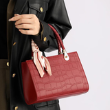 栢启歆手提包女包斜挎包托特包红色婚包时尚百搭新娘包单肩斜挎包 红色格纹手提包