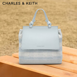 CHARLES&KEITH时尚拼色编织双肩背包女生日礼物送女友CK11-60782356 Sea Salt Blue海盐蓝/米色 R