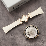 watchbond适用华为gt7/gt5/gt6表带女款41mm表带华为手表gt4/gt5pro女生18mm小蛮腰真皮四叶草磁吸扣gt3腕带 小蛮腰真皮-四叶草磁吸扣-米白-浅金白花 【41/42表盘
