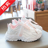 回力瑞女童鞋子2025冬季新款儿童小白鞋大童女孩运动鞋加绒棉鞋老爹鞋子 999粉色单鞋款 32 码