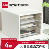 得力（deli）彩色时尚桌面办公文件柜A4资料柜收纳柜收纳盒箱物架钥匙文件收纳学科试卷分类办公用品 四层文件柜-白色 PB101