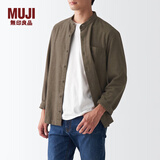 无印良品（MUJI）男式 法兰绒立领衬衫 长袖休闲百搭衬衣男士外套纯棉全棉ACA75C1A 褪色米色 XL （180/104A）