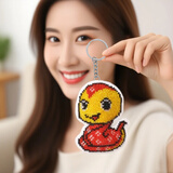 老街缘生肖平安福2025新款自己绣手工珠绣十字绣汽车挂件自绣出入平安符 蛇钥匙扣(需要自己绣)满珠子