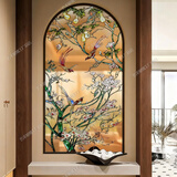 手工掐丝珐琅彩客厅隔断屏风欧法美式现代简约艺术玻璃拱形装饰画 款1/一平方（边框另外计算）