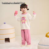 巴拉巴拉【奶噗噗IP】balaOne女童睡衣套装冬半边绒保暖209425171001