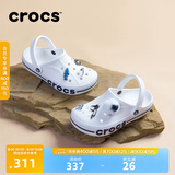 crocs卡骆驰洞洞鞋贝雅卡骆班轻便耐磨一脚蹬休闲鞋|205089 白/深蓝-126 37 /38(230mm)