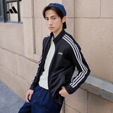adidas休闲舒适三条纹立领夹克外套男装秋季阿迪达斯官方轻运动 黑色/白（推荐选大一码）   XS