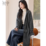初申秋冬厚款针织开衫女时尚连帽慵懒宽松长款针织外套毛衣S54Z067