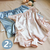 百吉祥夏季仿真丝打底裤女士外穿防走光安全裤女宽松短裤大码蕾丝保险裤 紫色+粉色 L【120-140斤】