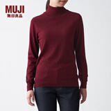 无印良品 MUJI 女式  天竺 高领毛衣 女款黑色长袖针织衫秋冬毛衫BAG05A0A 紫红色 XL