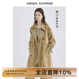 VEGA CHANG风衣女中长款2025春秋季新款韩版收腰经典时尚外套ins潮 鹭茶色 M