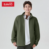 班尼路摇粒绒外套男款春秋季休闲潮牌男生开衫卫衣加绒加厚男士立领夹克 【摇粒绒】-墨绿#纯色 2XL 【高密绒毛 温暖过冬】