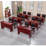 圣玛世家双人会议桌长条桌培训桌油漆实木贴皮会议桌椅组合学习桌课桌