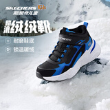 Skechers斯凯奇儿童秋冬休闲男女童二棉鞋轻质加绒保暖靴405222L/302583L 男童/黑色/宝蓝色/BKRY 37