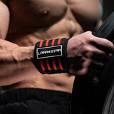 劳拉之星LS0622健身训练运动护腕缠绕式卧推俯卧撑助力带举重器械防扭伤 【材质偏软/舒适】红条纹/长55CM 均码(两只装)