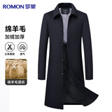 罗蒙【绵羊毛】羊毛呢大衣男士加绒秋冬季中长款休闲爸爸装呢子外套男