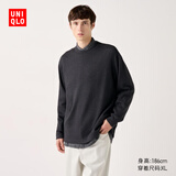 优衣库男女装柔软针织摇粒绒圆领套头衫T恤百搭保暖打底衫470641 08 深灰色 3XL /185/120C