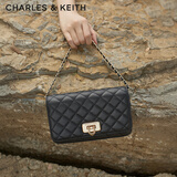 CHARLES&KEITH经典菱格链条小方单肩斜挎包包女包生日礼物CK2-70160131 Black黑色 小包