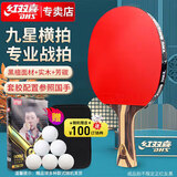 红双喜DHS九星狂飚乒乓球拍横拍专业比赛黑檀芳碳H9002赠球
