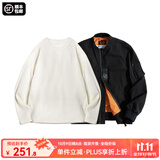 马登工装美式空中MA1飞行员夹克军事风短款外套复古棒球服男潮秋上衣 黑色MA1+米白长T XL