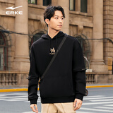 鸿星尔克卫衣男秋季情侣运动上衣休闲套头长袖打底衫裤子男装女装 【2119】正黑 M