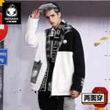 闪电潮牌（GENANX）【冬季】棉服男两面穿棉衣帅气潮流格纹冬装外套衣多穿易穿搭 黑色 L