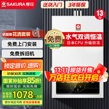 樱花（SAKURA） 燃气热水器家用水气双调控温低水压启动强排式宽幅调温节能省气直流变频抗强风触控式国家补贴15% 13L NJP007AS防冻款一厨一卫