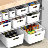 晟旎尚品桌面收纳盒收纳筐零食办公室杂物储物盒收纳箱带盖 4个装30.5*20*12cm【大号】无盖