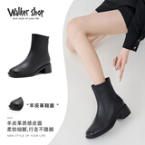 Walker Shop奥卡索时装靴女加绒瘦瘦靴羊皮皮靴子女短靴保暖马丁靴女M145268