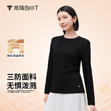 拇指白小T【李小冉三防T】二代长袖t恤男士春秋纯棉t恤女白小丅打底衫 三防-黑色女款 L