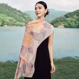 万事利真丝丝巾桑蚕丝女雪纺丝绸围巾披肩长巾送妈妈礼物丝巾礼盒宜人
