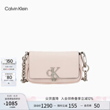 Calvin Klein【七夕礼物】单肩包链条包包字母旋扣翻盖CK女包斜挎马鞍包DH3240 PS2-贝壳粉 OS