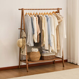 zhuting实木衣架落地立式衣帽架折叠挂衣架卧室专用多功能挂钩简易晾衣架 120榉木衣帽架【胡桃色】