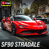 比美高 1:64法拉利sf90跑车玩具合金仿真车模汽车模型小汽车儿童礼物