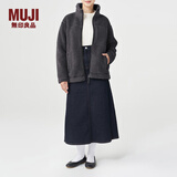 无印良品 MUJI 男女通用 羊羔绒 拉链夹克 毛绒加绒厚外套 秋冬季 深灰色 XXS-XS