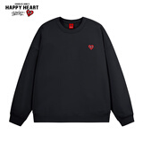 查尔斯桃心【王楚然同款】圆领卫衣男女春秋季爱心宽松休闲百搭情侣长袖上衣 黑色 XL
