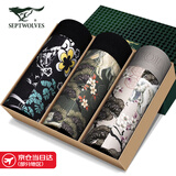 七匹狼男士内裤石墨烯抗菌平角裤纯棉弹力中国风明筋印花四角内裤短裤头 石墨烯抑菌时尚印花礼盒装 3条 3XL (185) 推荐体重160-180斤