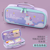 安蔻（ANGOO） 可爱布艺文具盒女小学生卡通高颜值大容量网红笔袋儿童铅笔盒男女生文具袋日系简约笔盒 紫色独角兽1