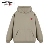 查尔斯桃心连帽卫衣男女情侣同款纯色基础百搭运动休闲套头上衣 卡其色 M
