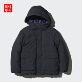 优衣库童装男童女童高性能复合连帽外套/保暖厚衣服473309 09 黑色 140