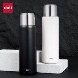 得力（deli）保温杯 316L不锈钢真空水杯 便携大容量子弹头咖啡杯 500ml黑色