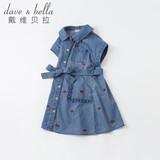 davebell戴维贝拉女童连衣裙夏季中大童牛仔裙夏装儿童洋气刺绣裙子童装DKY17996牛仔蓝120cm