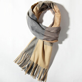 达芬奇密码 秋冬季保暖围巾女欧美风学生围脖情侣格子披肩  8# 驼色灰色（205*35cm）