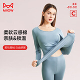 猫人（MiiOW）女士保暖内衣女磨毛秋衣秋裤锁温云感棉圆领时尚保暖打底套装