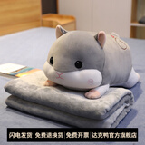 达克鸭 卡通汽车抱枕被子两用多功能午睡枕头空调毯子珊瑚绒个性可爱靠 灰色仓鼠 中号50厘米(含毯子1*1.7米)