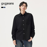 gxgjeans男装 多色口袋设计基础通勤商务长袖衬衫打底 25秋新品 黑色 XL (180)