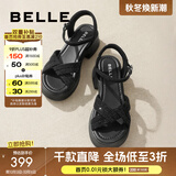 百丽（Belle）满钻条带繁星休闲凉鞋女商场款厚底凉鞋A9S2DBL4 黑色 39 (245mm)
