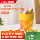 爱仕达（ASD） 双饮杯 大容量学生手持咖啡杯便携带吸管一盖两用泡果奶茶喝水杯 元气双饮杯580ml（Tritan材质）