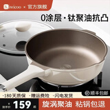 KIWICOO德国钛聚力平底锅不粘锅家用牛排煎锅无涂层煎蛋炒锅电磁炉燃气灶 【钛聚力煎炒锅】聚油抗凸 28cm
